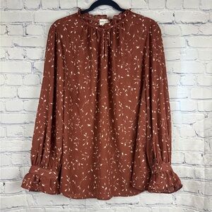 Ava & Viv Terracotta Blouse with Ruffle Accents